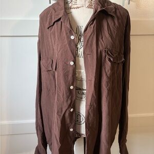 Equipment chocolate brown silk shirt